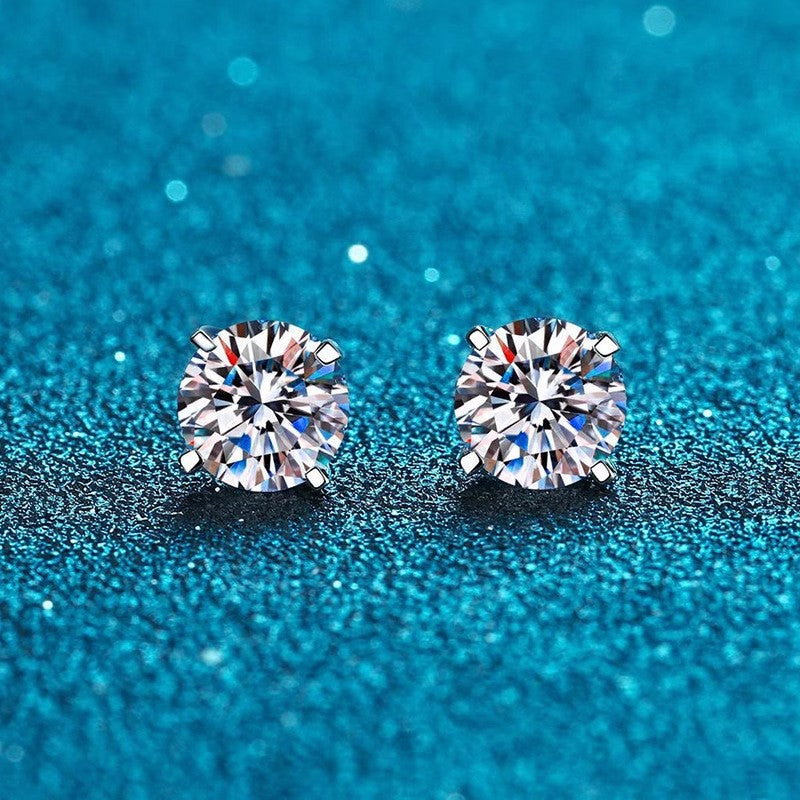 s925 Moissanite Stud Earrings for Women, Classic four-prong  stud earrings and earrings