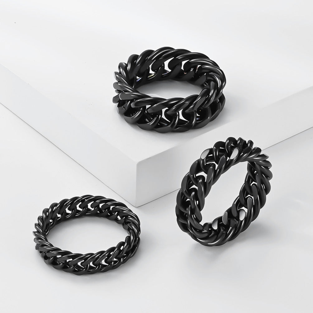 Cold and neutral landscape chain ring, double woven Cuban chain, high-end couple's jewelry