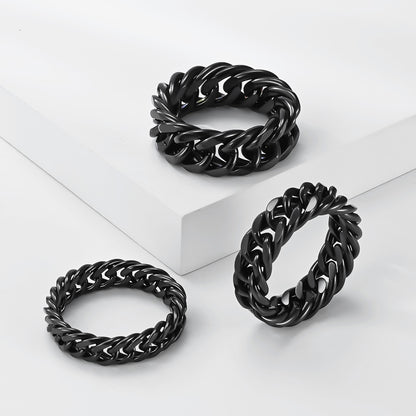 Cold and neutral landscape chain ring, double woven Cuban chain, high-end couple's jewelry