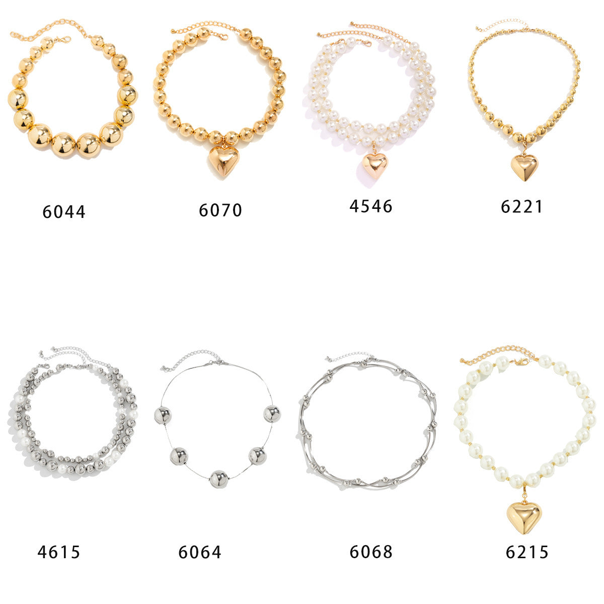 A versatile and high-end faux pearl heart-shaped stacked beaded chain