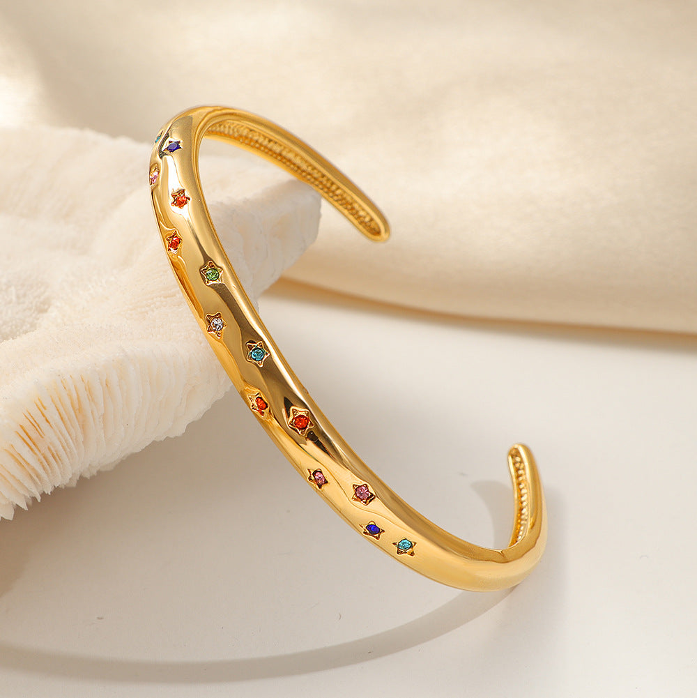 18K Gold Open Star Bracelet