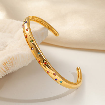 18K Gold Open Star Bracelet