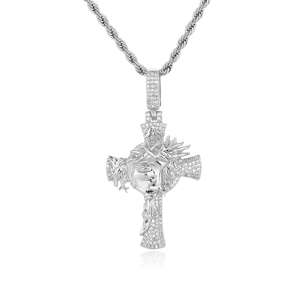 Crown of Thorns Micro-inlaid Men's Cross Trendy Pendant