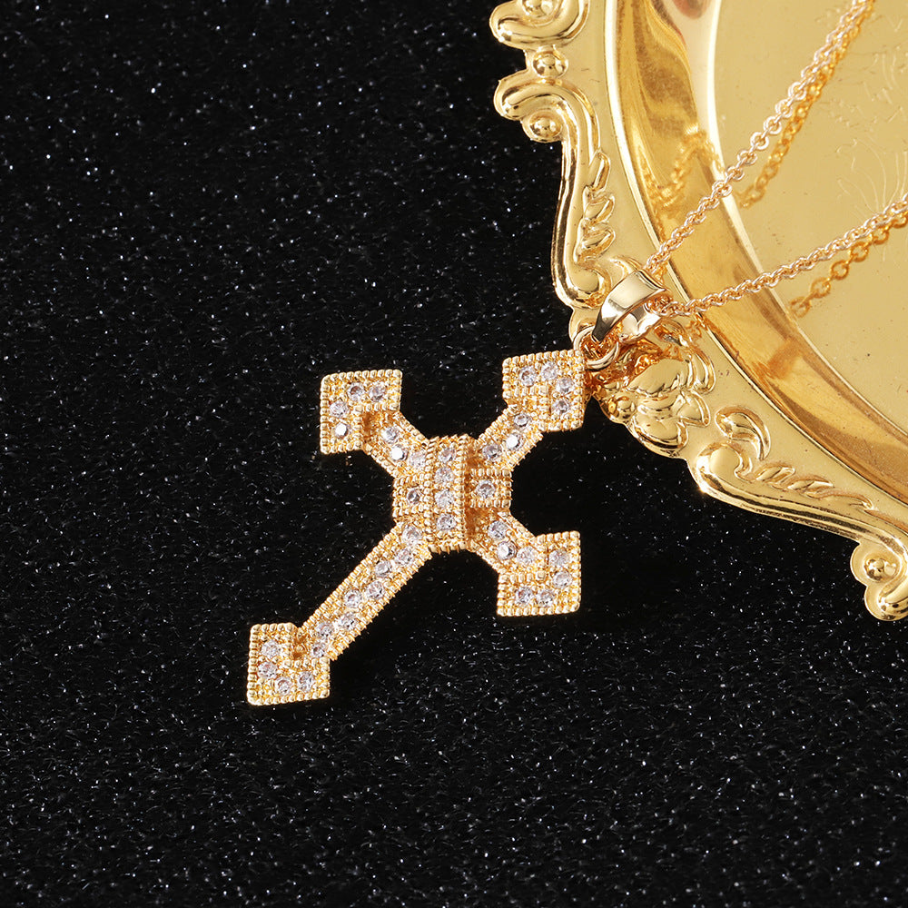 The classic cross pendant is adorned with a super sparkling setting