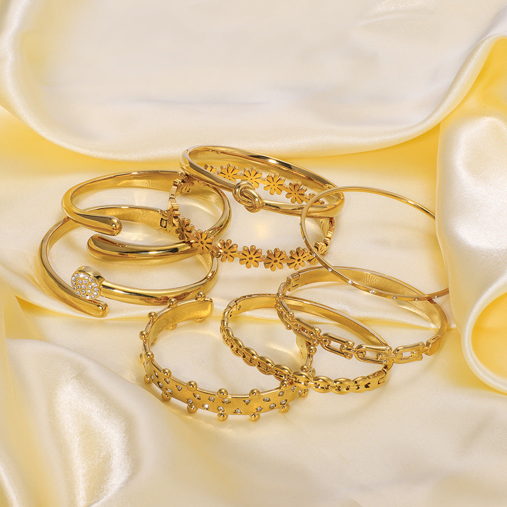 18K Gold-Plated Snap-On Bangle Bracelet