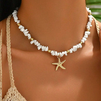 The starfish pendant is designed with an irregular crushed  vacation style chain, which is exquisite