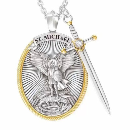 Oval Shield Knight Shield Sword Men's Pendant