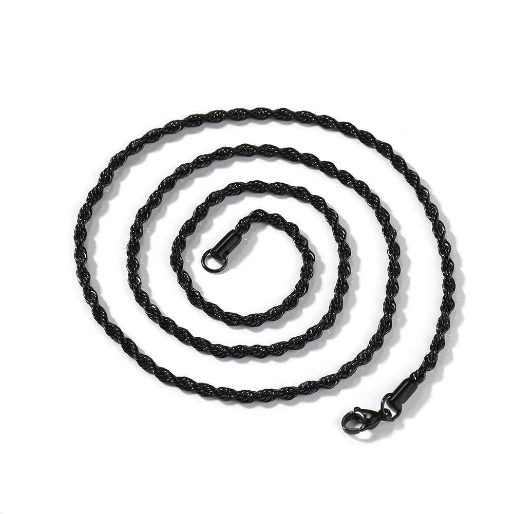 A versatile color twist chain, plain chain and twisted rope necklace for boys