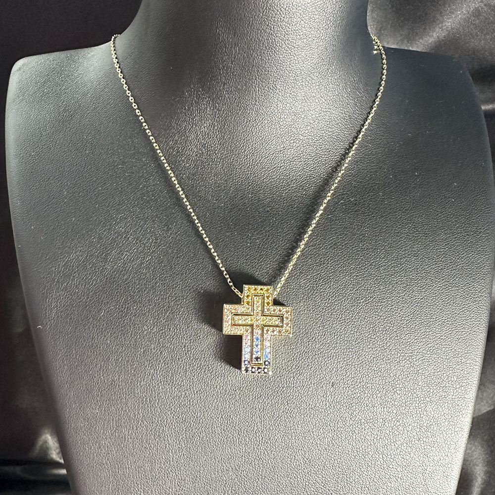 European-style seven-color cross decorative pendant, double-wear cross pendant