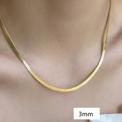 Pigment chain flat chain women's 18K plated high-end look chain