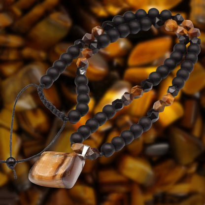 Halsband med pärlor av tigeröga för män
