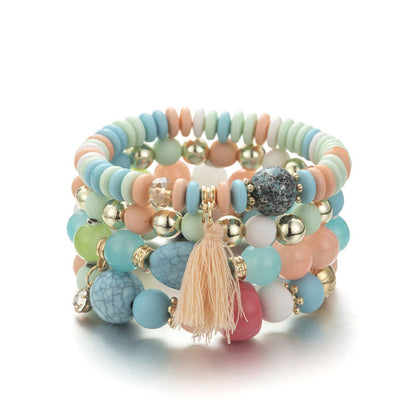 Bohemian Crystal Tassel Beaded Bracelet