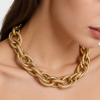 Street trendy color patchwork women's exaggerated single-layer aluminum chain necklace