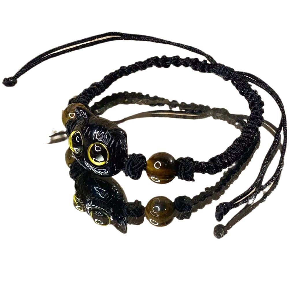Black Cat Hand-Woven Couple Bracelet