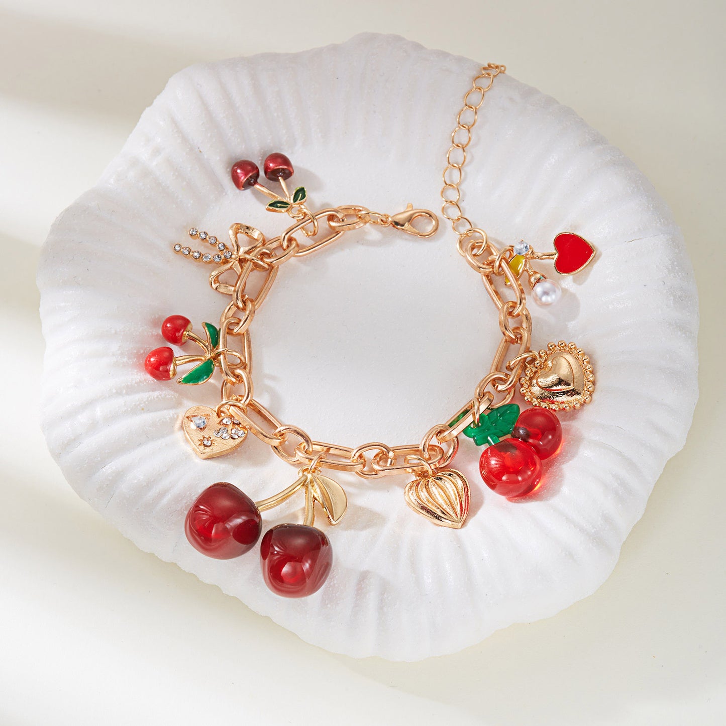 Trendy cherry heart knot bracelet