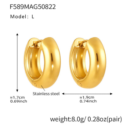 Mili fine-polished plain ring ear loops and ear les, 18k plated women's earrings