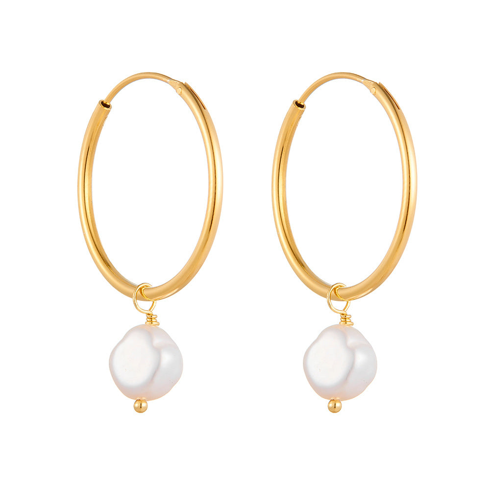 S925 silver elegant and high-end earrings, light pearl ear rings, versatile earrings