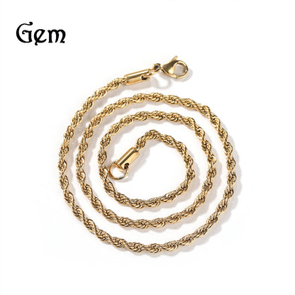 A versatile color twist chain, plain chain and twisted rope necklace for boys