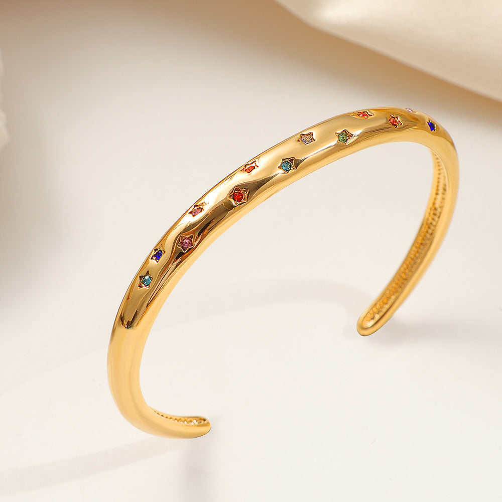 18K Gold Open Star Bracelet