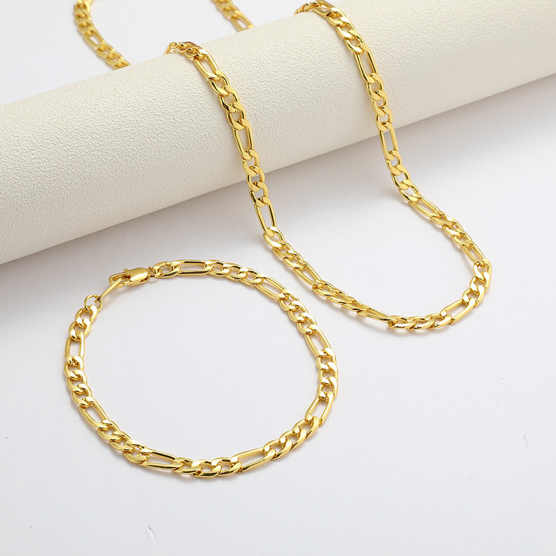 5MMNK three-piece one-bracelet 3-in-1 street Figaro chain