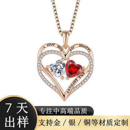 S925 Pendant two-color silver women's chain heart necklace