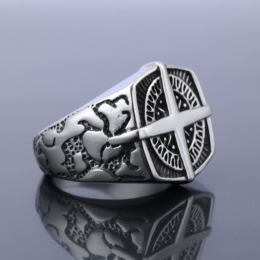 Men's Compass Ring – Nautical Gold & Steel Statement Band