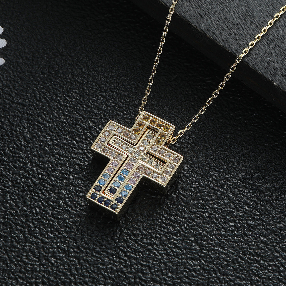 European-style seven-color cross decorative pendant, double-wear cross pendant