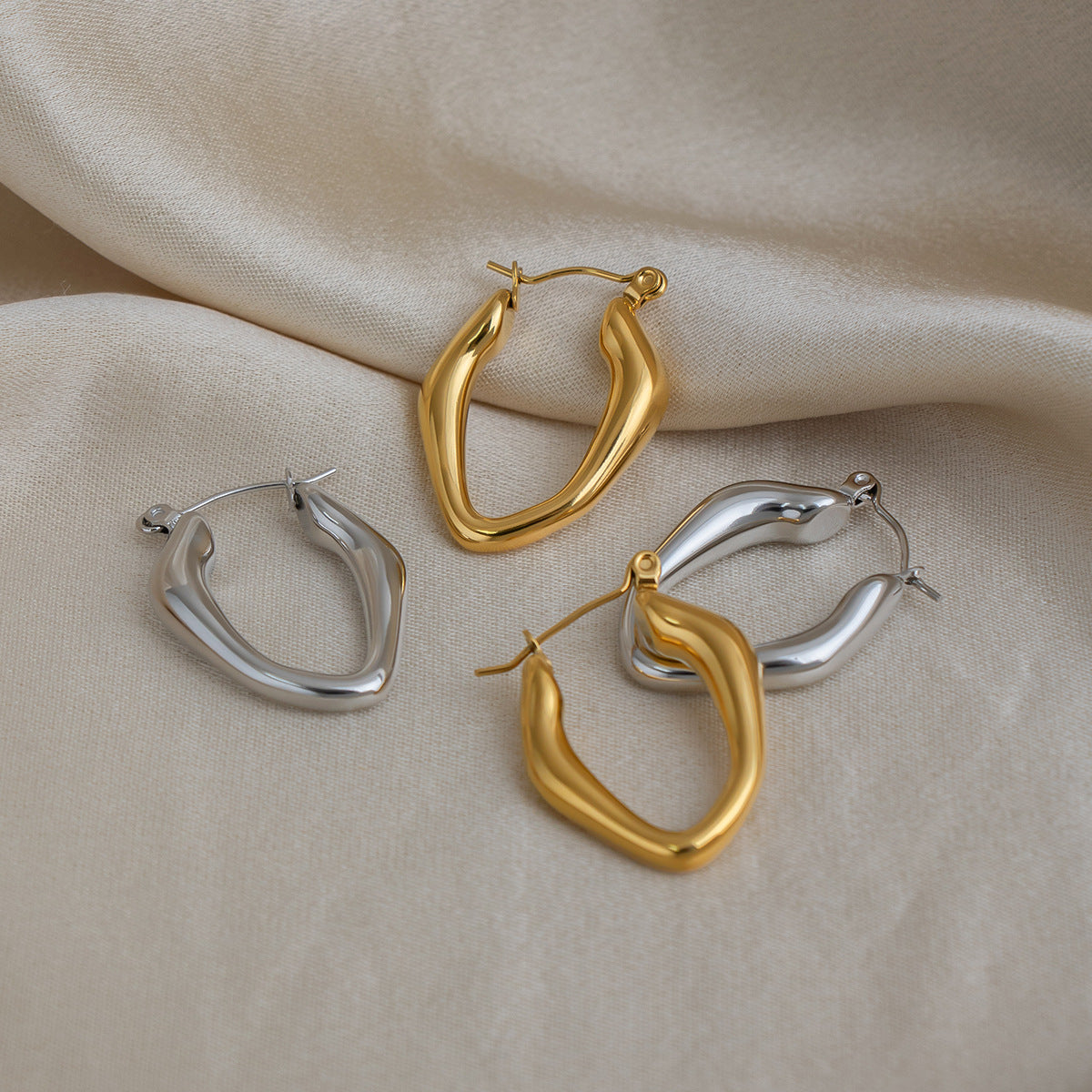 Yiyi high-end irregular ooth ear rings vacuum plated 18K earrings
