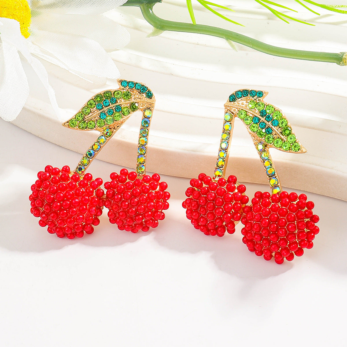 Design watermelon, cherry and lemon fresh and sweet earrings