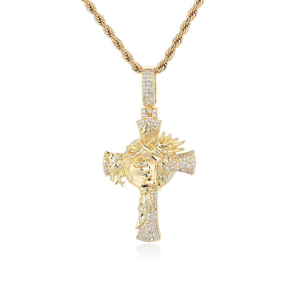 Crown of Thorns Micro-inlaid Men's Cross Trendy Pendant