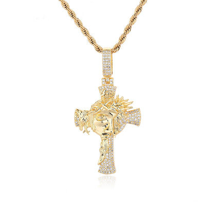 Crown of Thorns Micro-inlaid Men's Cross Trendy Pendant
