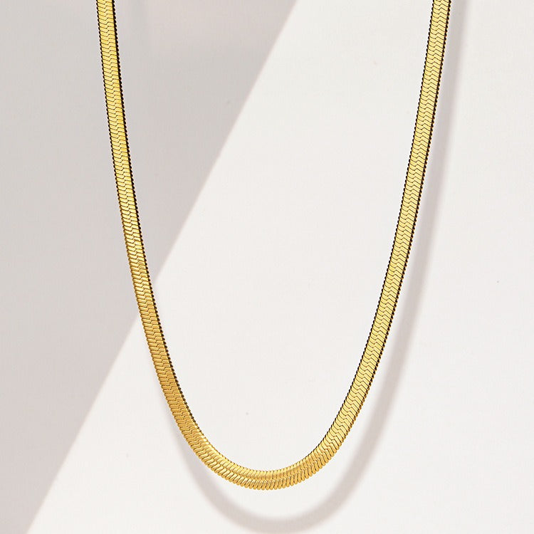 Pigment chain flat chain women's 18K plated high-end look chain