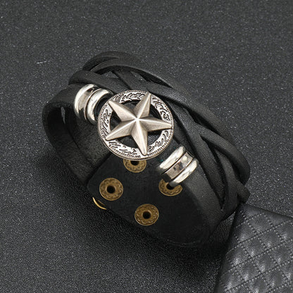 Men's Leather Star Bracelet