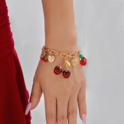 Trendy cherry heart knot bracelet