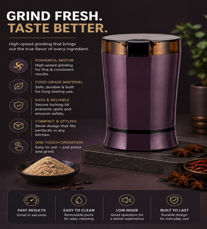 Mini Electric Grain Crusher & Grinder — Stainless Steel | 60W