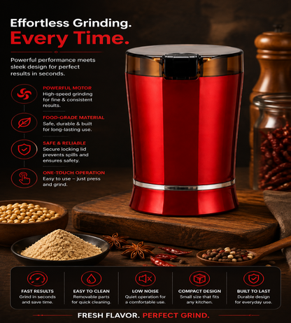 Mini Electric Grain Crusher & Grinder — Stainless Steel | 60W