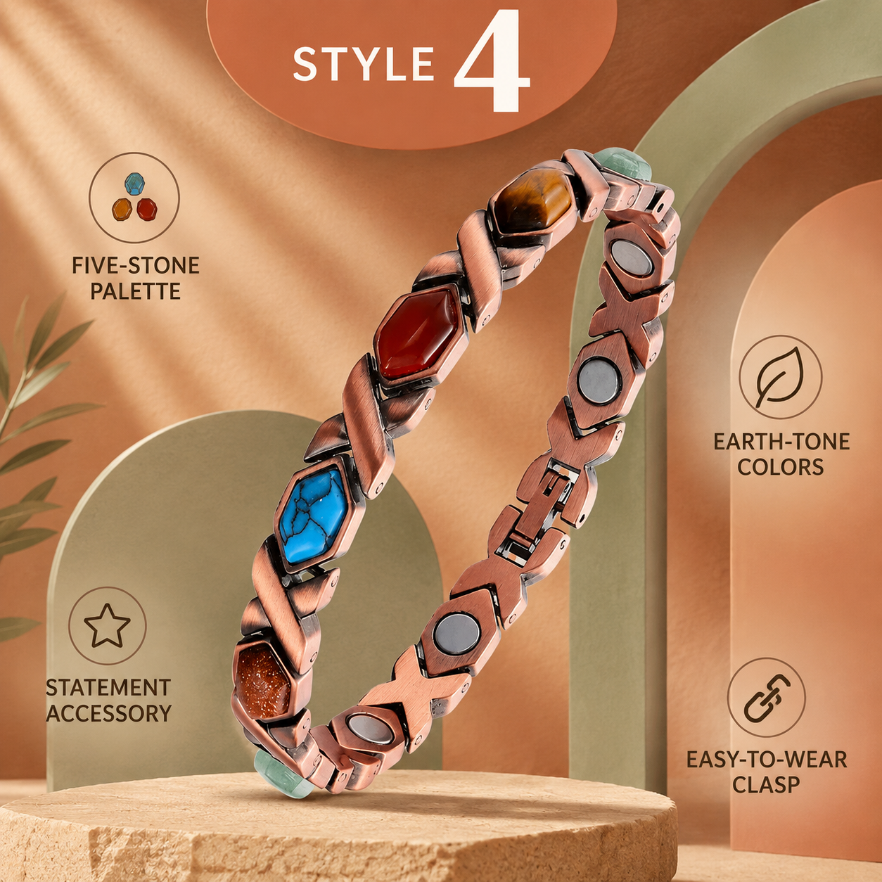 Magnetic Therapy Stone Bracelet Vintage
