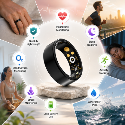Smart Ring With Bluetooth For Blood Oxygen Heart Rate And Blood Pressure Health Monitoring