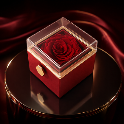 Fashion Acrylic Rotating Rose Jewelry Box