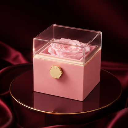 Fashion Acrylic Rotating Rose Jewelry Box
