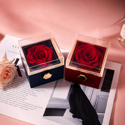 Fashion Acrylic Rotating Rose Jewelry Box