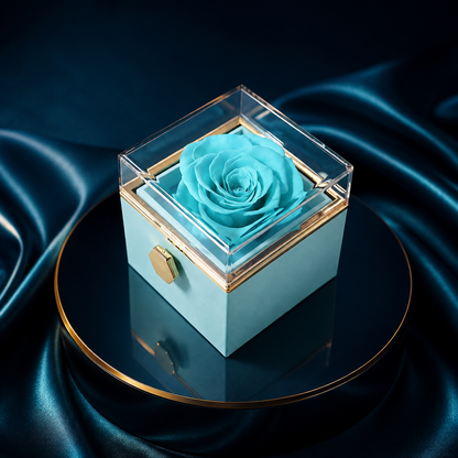 Fashion Acrylic Rotating Rose Jewelry Box