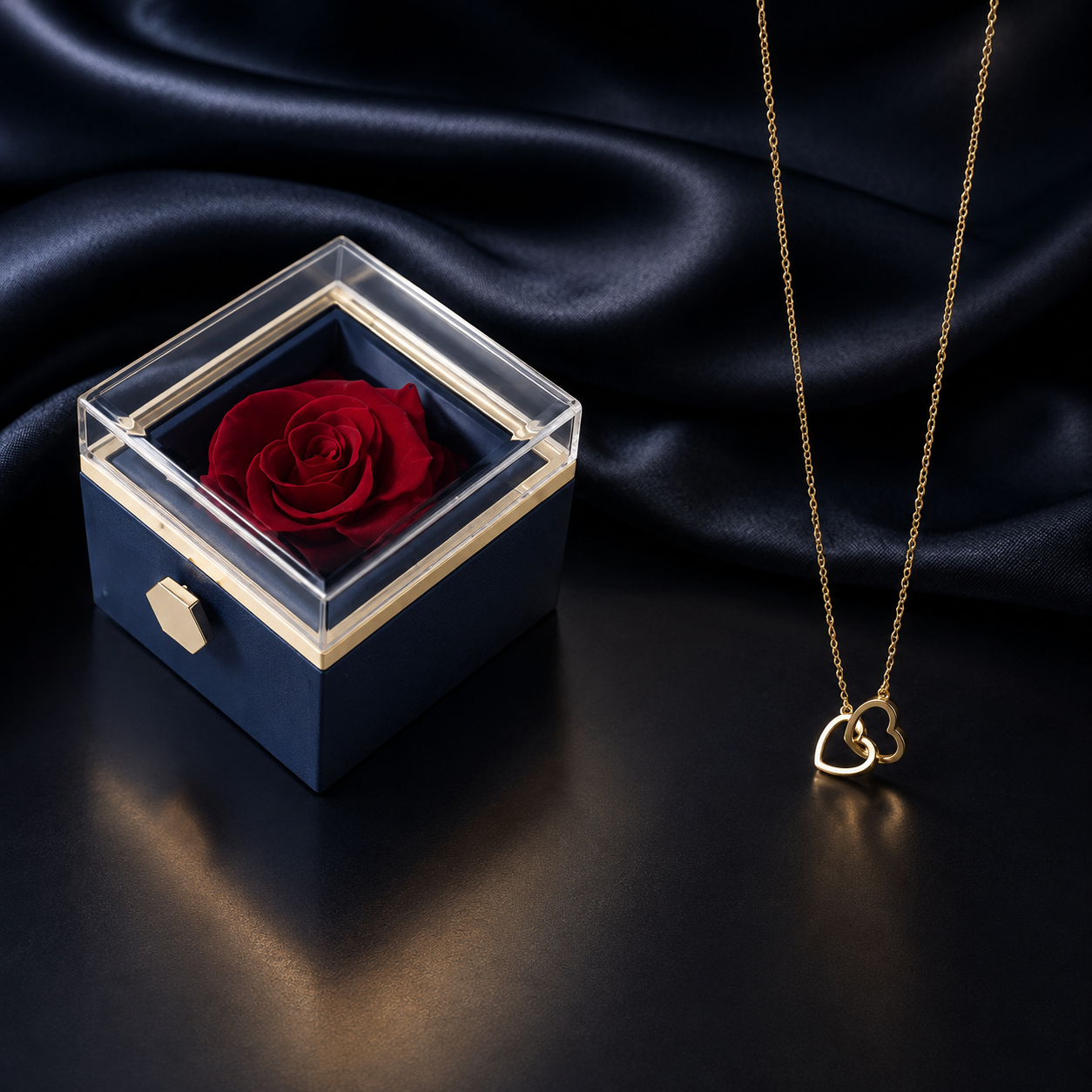 Fashion Acrylic Rotating Rose Jewelry Box