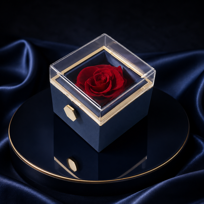 Fashion Acrylic Rotating Rose Jewelry Box