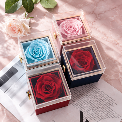 Fashion Acrylic Rotating Rose Jewelry Box