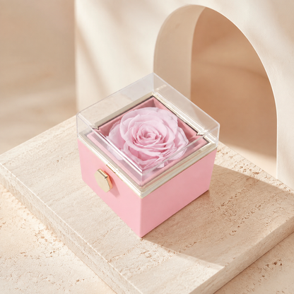 Fashion Acrylic Rotating Rose Jewelry Box