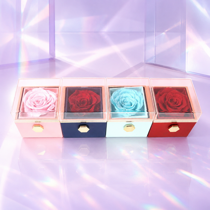 Fashion Acrylic Rotating Rose Jewelry Box