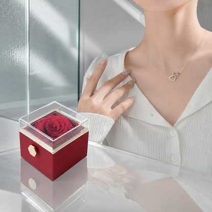 Fashion Acrylic Rotating Rose Jewelry Box