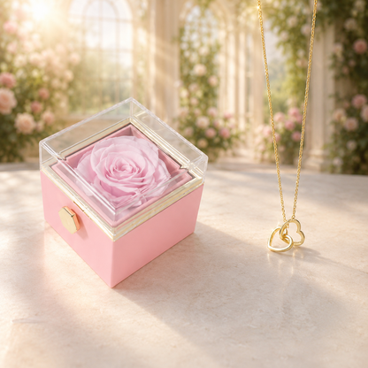 Fashion Acrylic Rotating Rose Jewelry Box