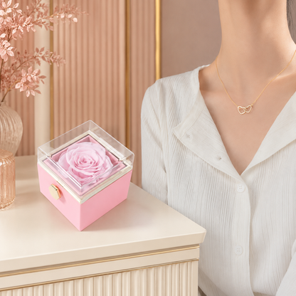 Fashion Acrylic Rotating Rose Jewelry Box